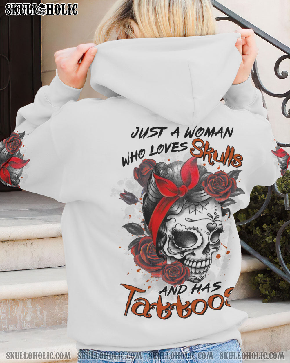 JUST A WOMAN WHO LOVES SKULLS AND HAS TATTOOS ALL OVER PRINT – TLTR0103231
