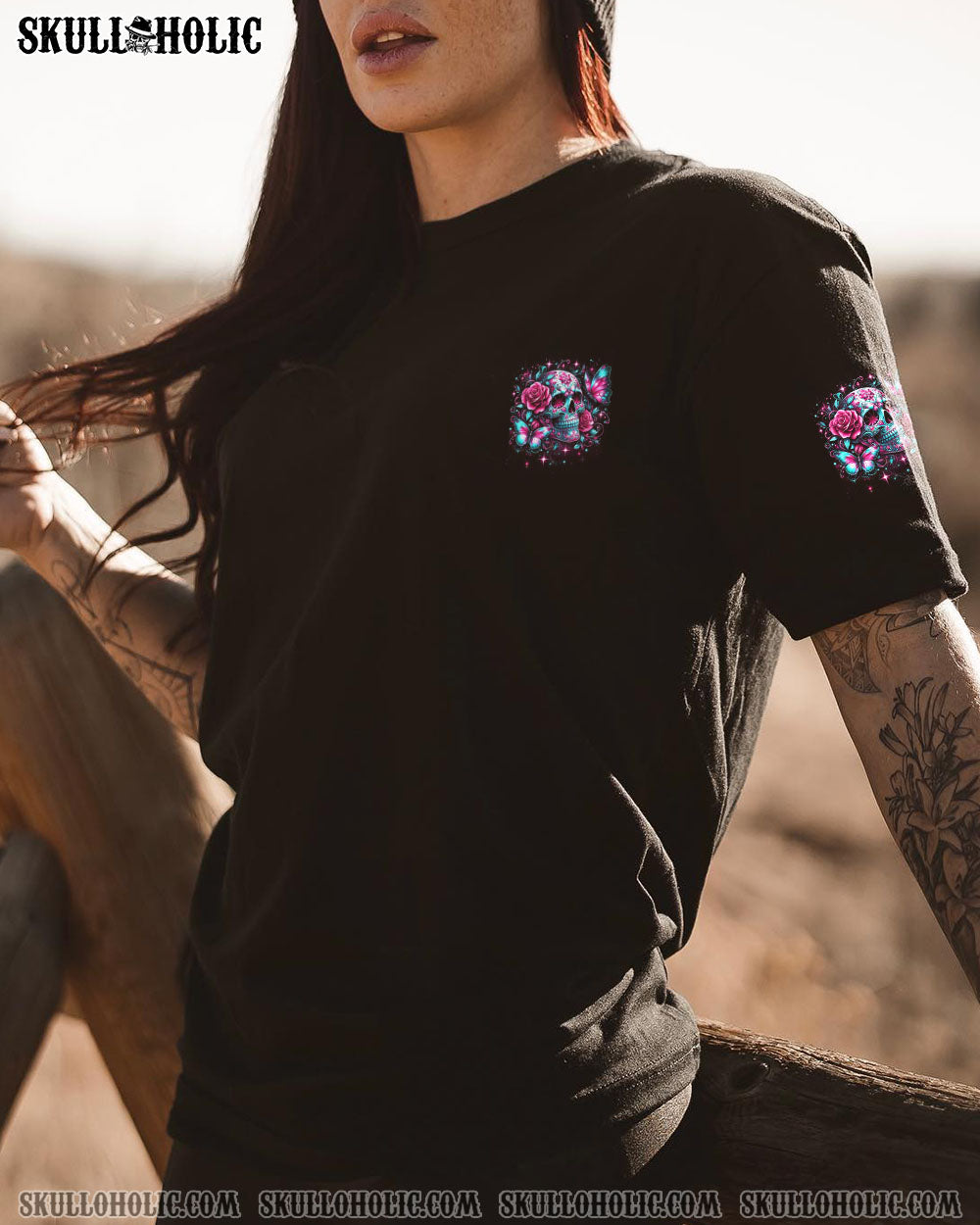 JUST A WOMAN WHO LOVES SKULLS AND HAS TATTOOS ALL OVER PRINT – YHDU0805241