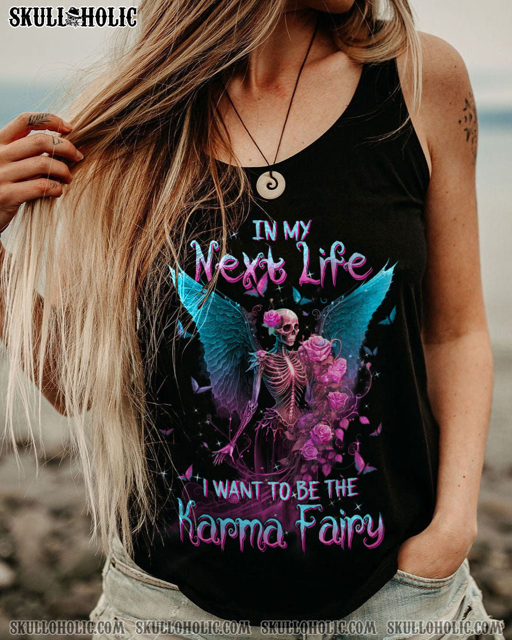 KARMA FAIRY SKULL SKELETON ROSE ALL OVER PRINT – TLTW0603237