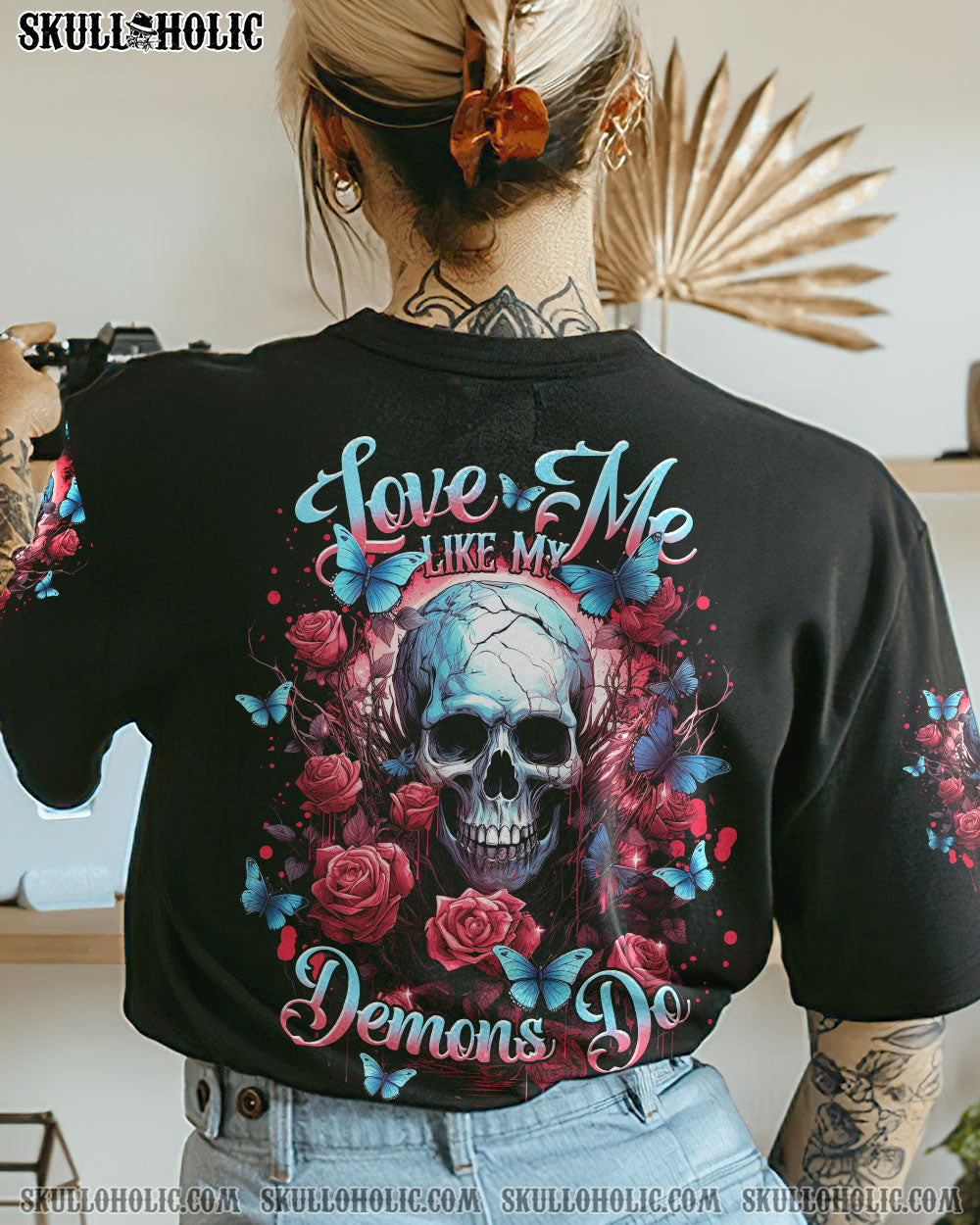 LOVE ME LIKE MY DEMONS DO ROSE SKULL ALL OVER PRINT – TLNT1807233