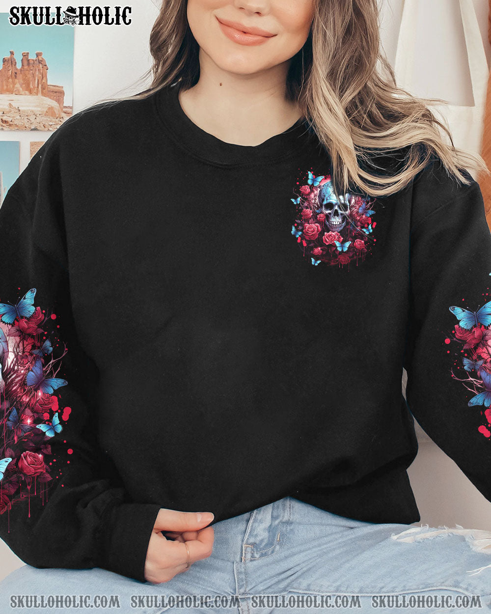 LOVE ME LIKE MY DEMONS DO ROSE SKULL ALL OVER PRINT – TLNT1807233