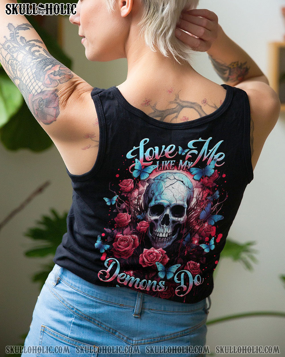 LOVE ME LIKE MY DEMONS DO ROSE SKULL ALL OVER PRINT – TLNT1807233