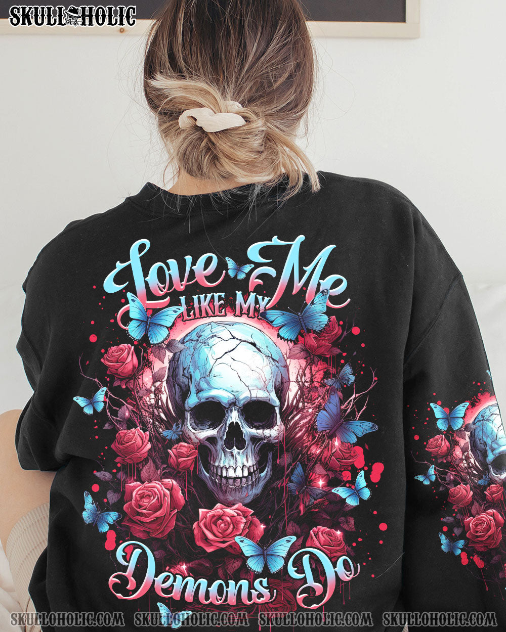 LOVE ME LIKE MY DEMONS DO ROSE SKULL ALL OVER PRINT – TLNT1807233