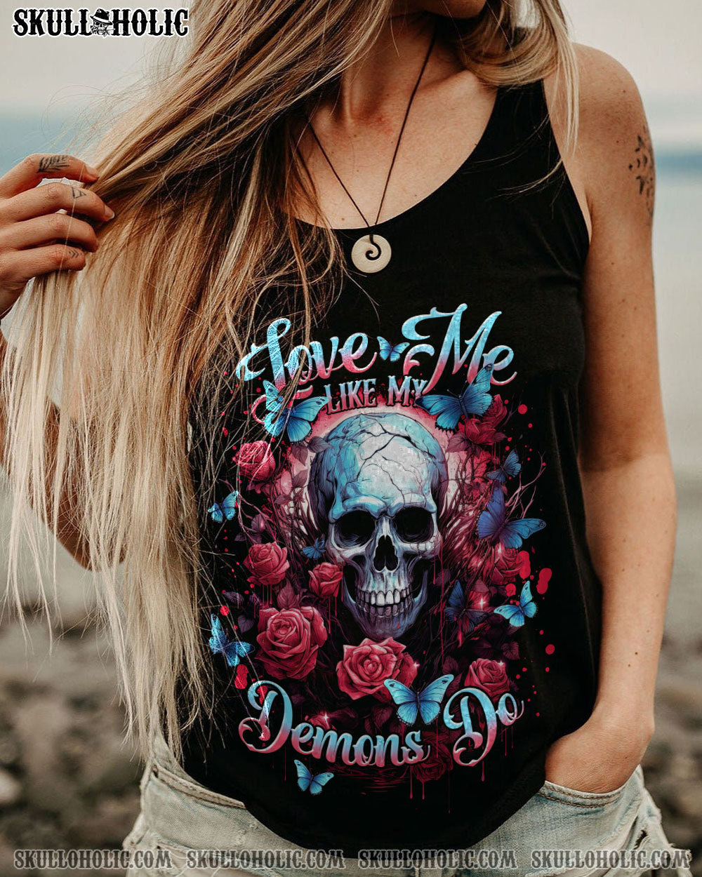 LOVE ME LIKE MY DEMONS DO ROSE SKULL ALL OVER PRINT – TLNT1807233