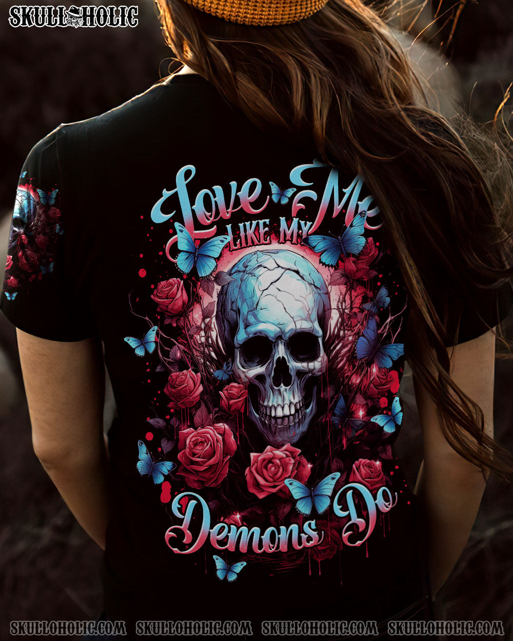 LOVE ME LIKE MY DEMONS DO ROSE SKULL ALL OVER PRINT – TLNT1807233