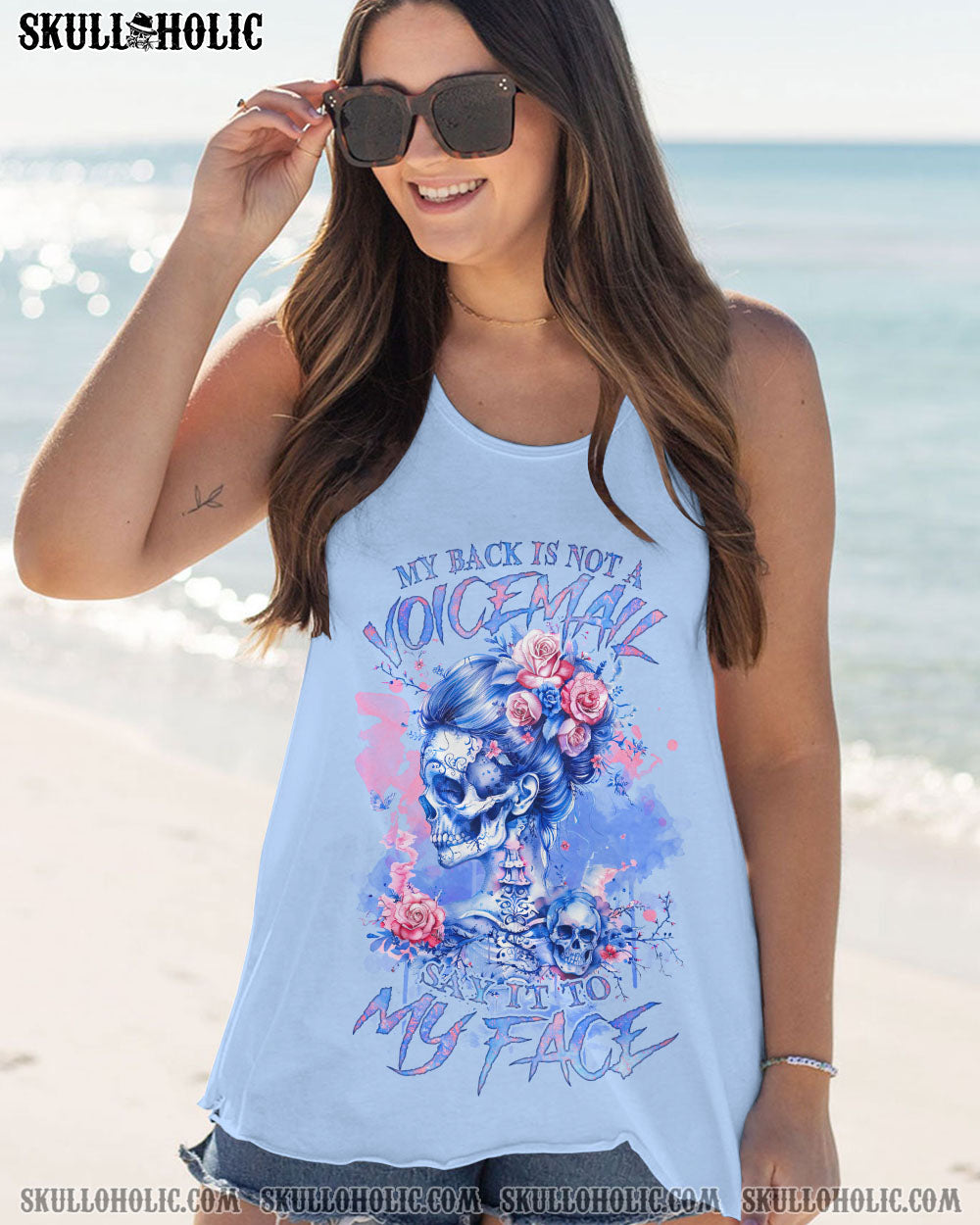 MY BACK IS NOT A VOICEMAIL MESSY BUN SKULL ALL OVER PRINT – TLNZ2303243