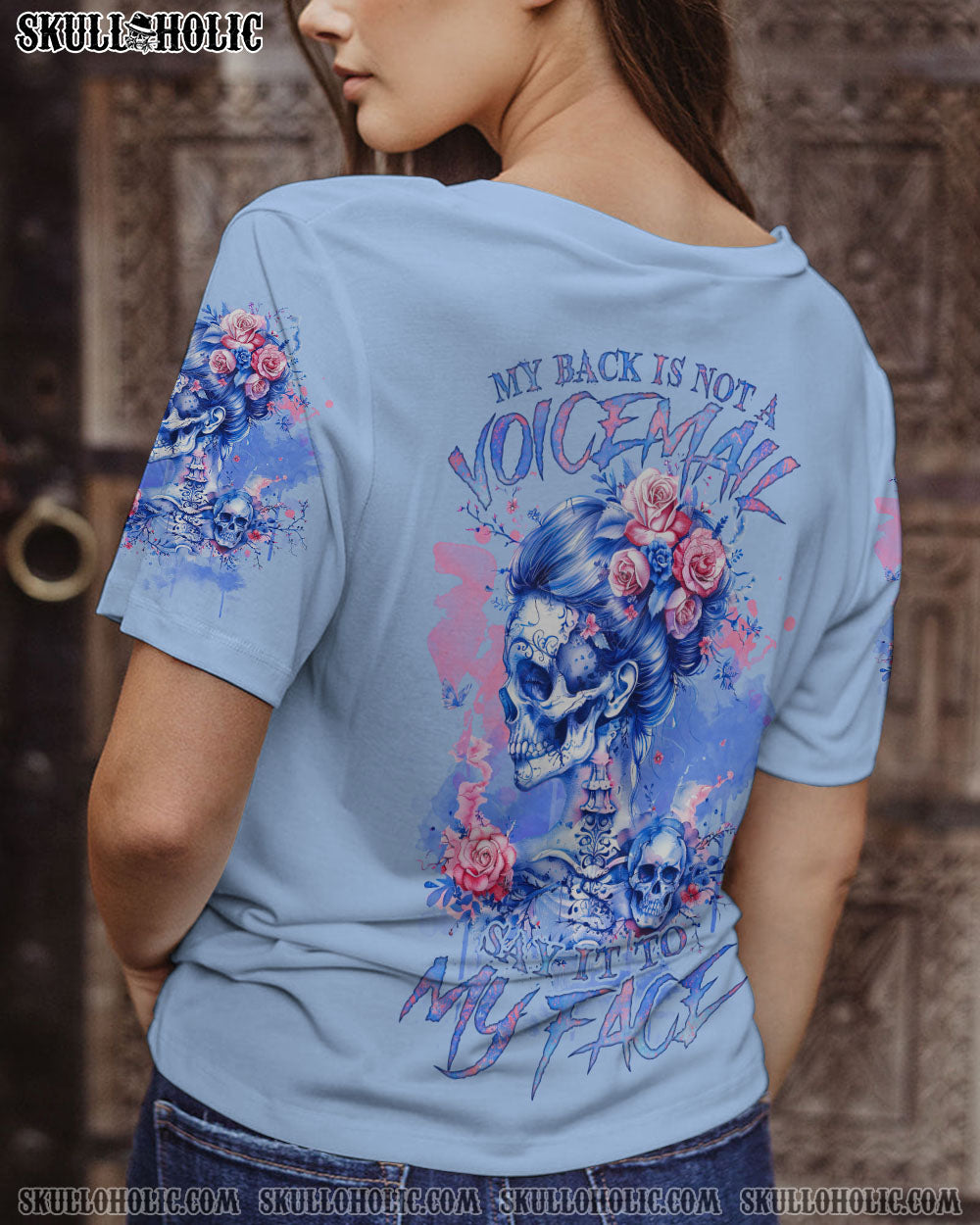 MY BACK IS NOT A VOICEMAIL MESSY BUN SKULL ALL OVER PRINT – TLNZ2303243