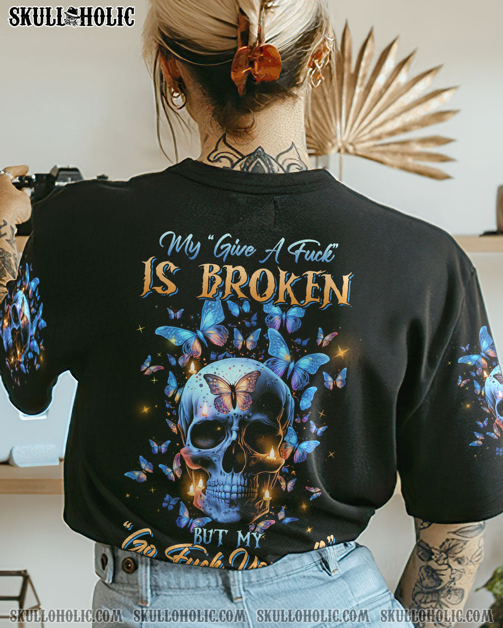MY GIVE A F BUTTERFLY SKULL ALL OVER PRINT – TLNZ1103234