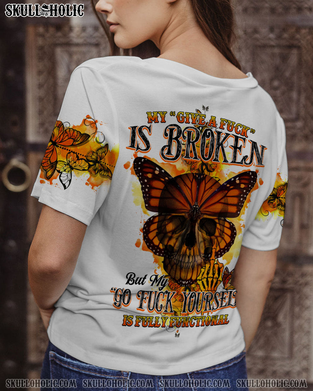 MY GIVE A F BUTTERFLY SKULL ALL OVER PRINT – TLTY2012221