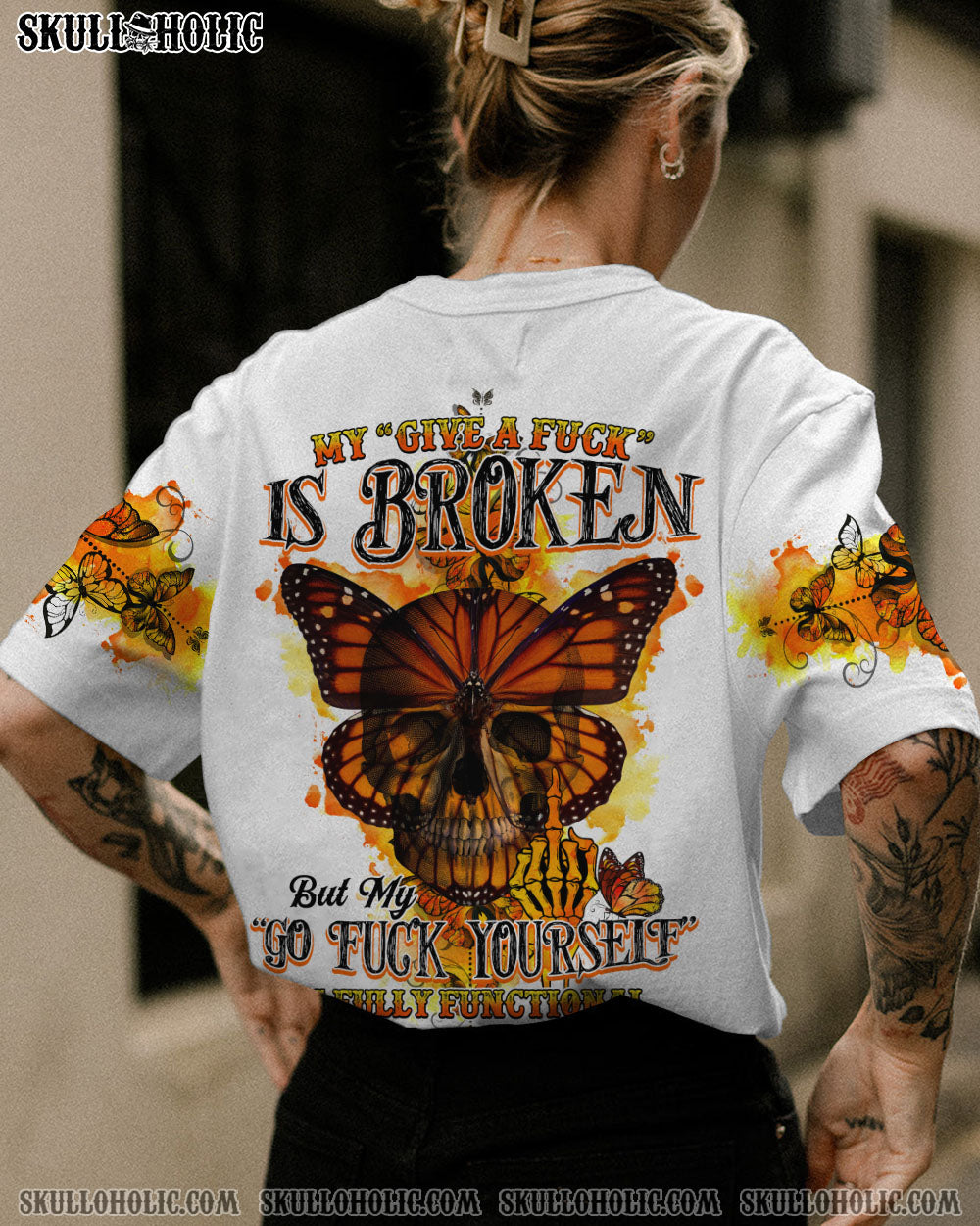 MY GIVE A F BUTTERFLY SKULL ALL OVER PRINT – TLTY2012221