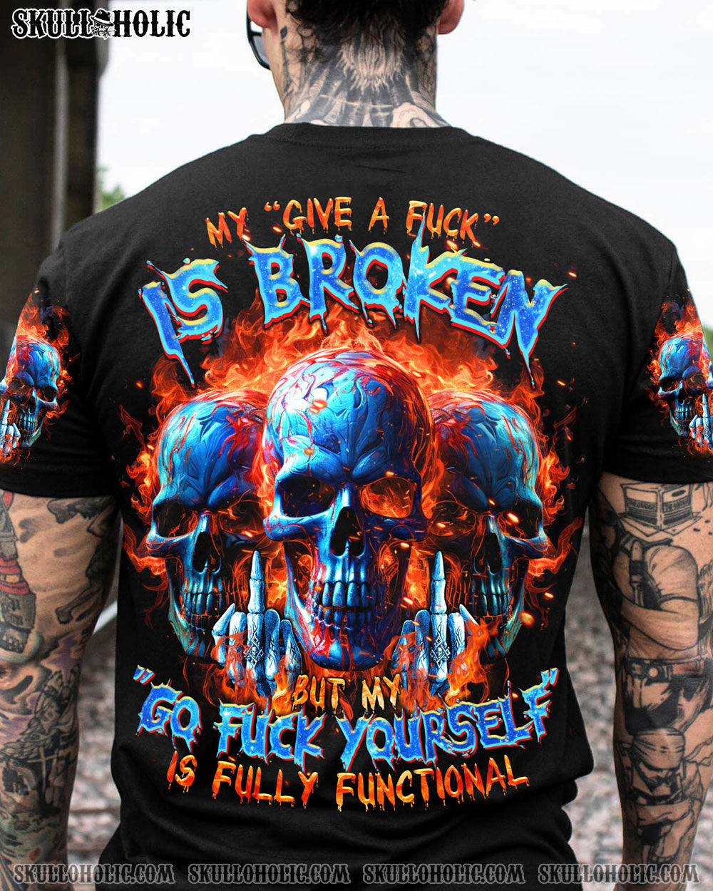 MY GIVE A F IS BROKEN 3 SKULLS ALL OVER PRINT - TLTR1602241