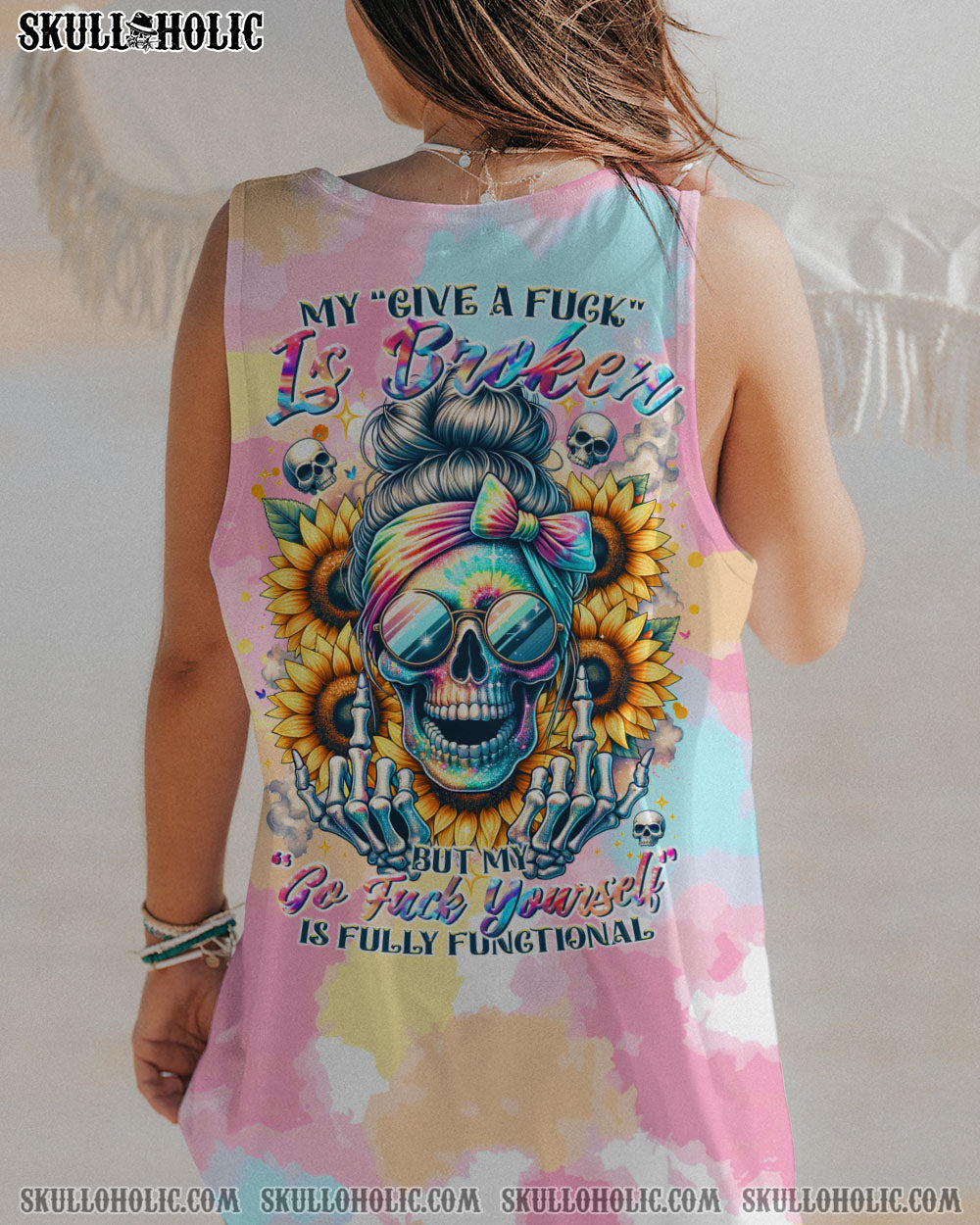 MY GIVE A F IS BROKEN MESSY BUN SKULL ALL OVER PRINT – TLTR0311232