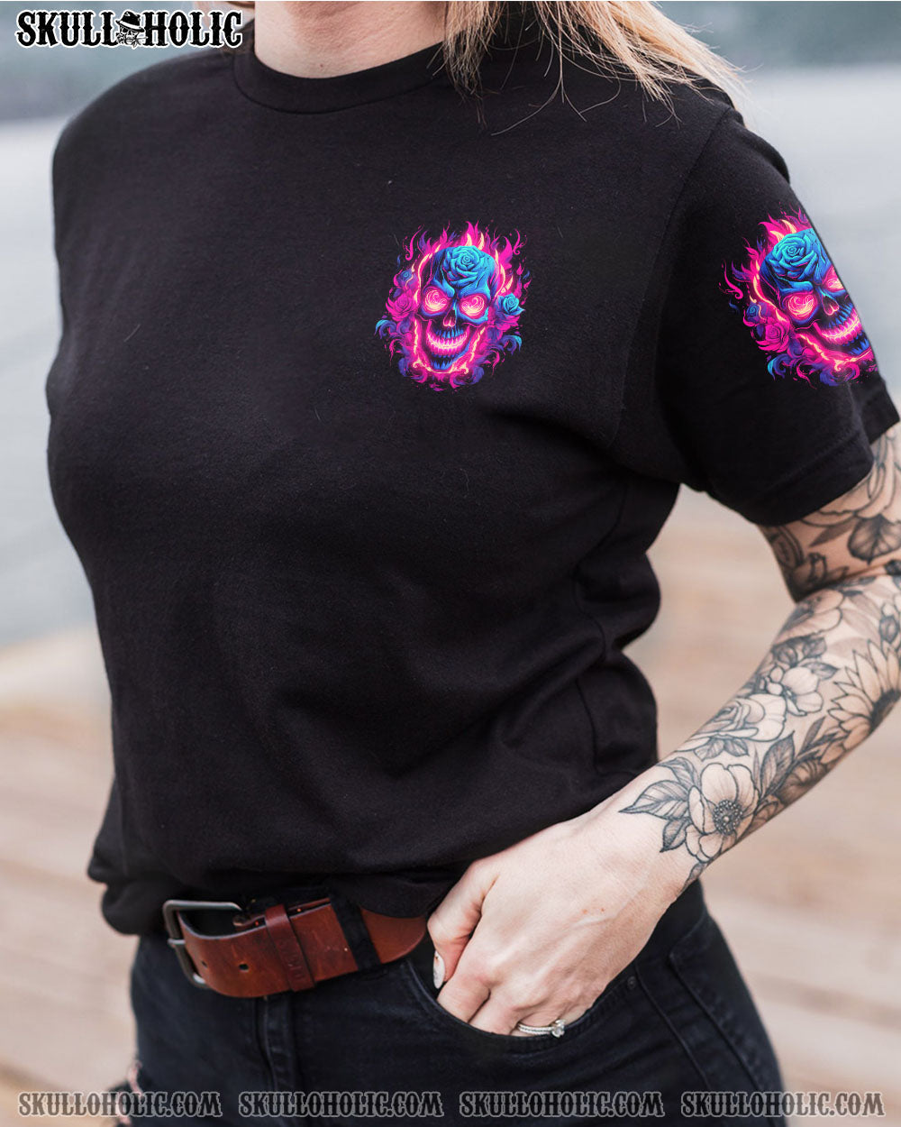 MY GIVE A F IS BROKEN NEON SKULL ROSE ALL OVER PRINT – TLNZ0610233