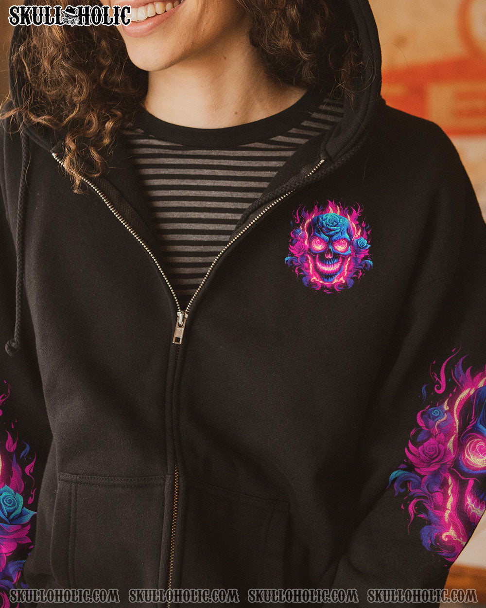 MY GIVE A F IS BROKEN NEON SKULL ROSE ALL OVER PRINT – TLNZ0610233