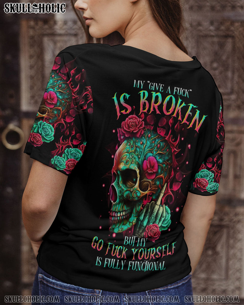 MY GIVE A F ROSE SKULL ALL OVER PRINT – TLTR1605231