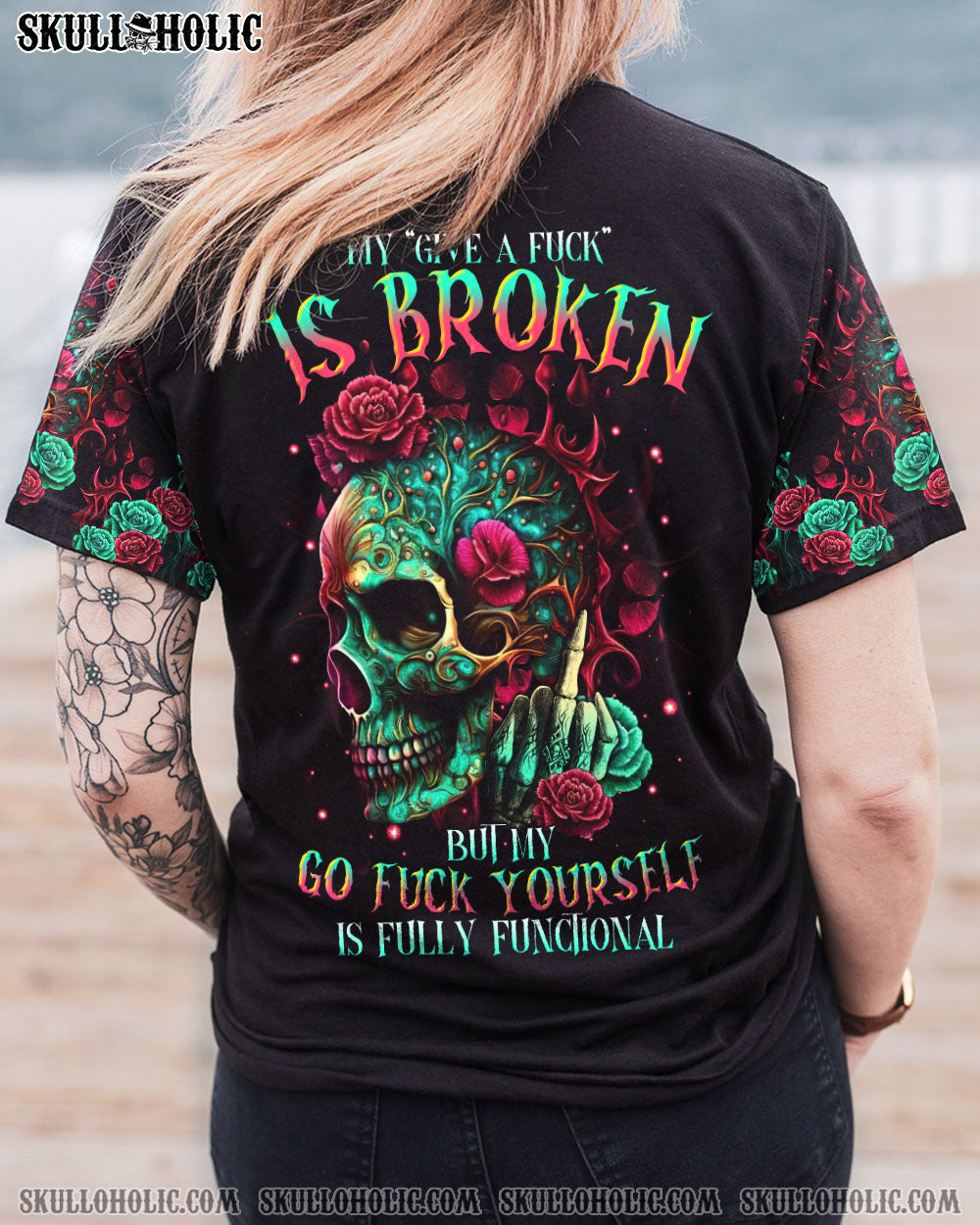 MY GIVE A F ROSE SKULL ALL OVER PRINT – TLTR1605231