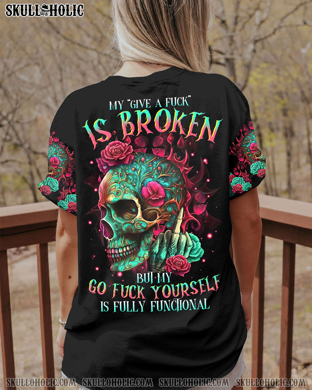 MY GIVE A F ROSE SKULL ALL OVER PRINT - TLTR1605231