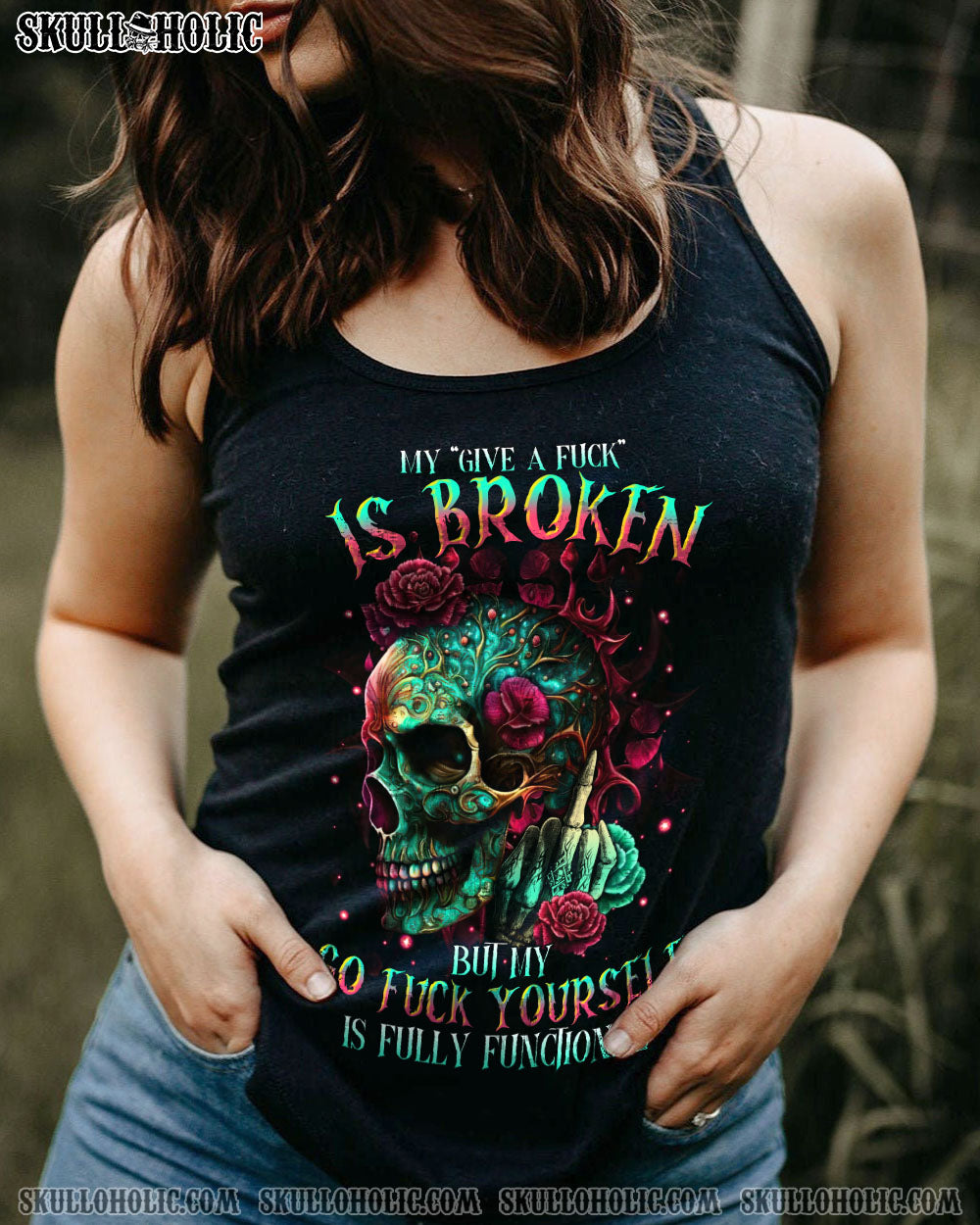 MY GIVE A F ROSE SKULL ALL OVER PRINT – TLTR1605231