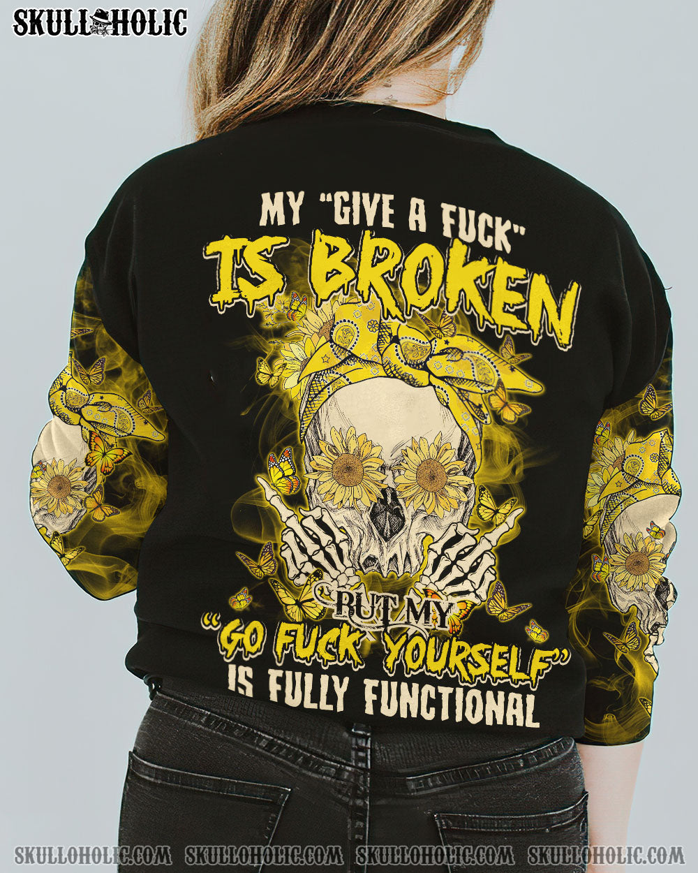 MY GIVE A F SUNFLOWER SKULL ALL OVER PRINT – TLTY1412221