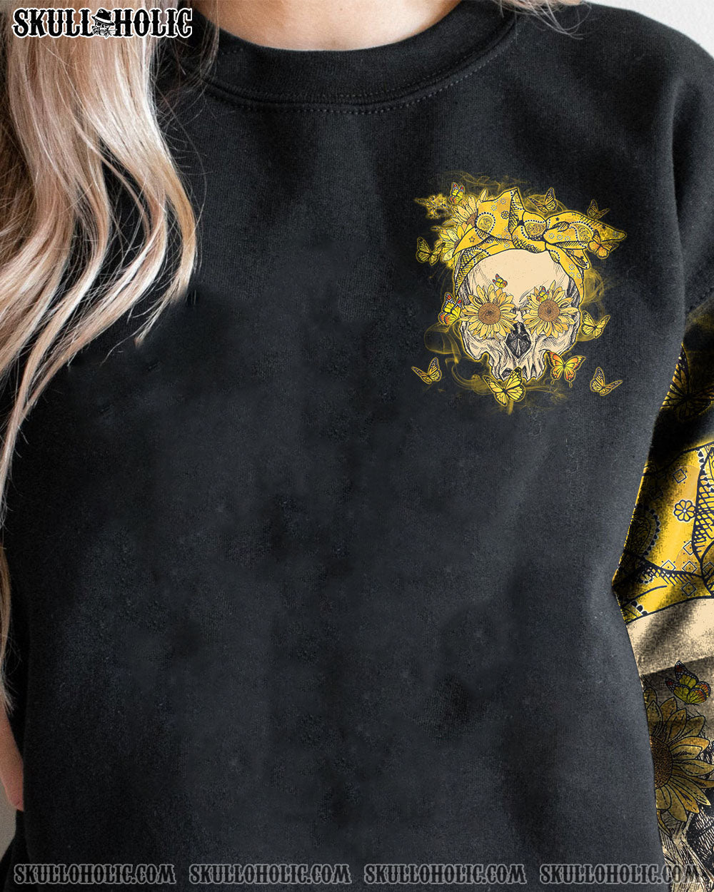 MY GIVE A F SUNFLOWER SKULL ALL OVER PRINT – TLTY1412221