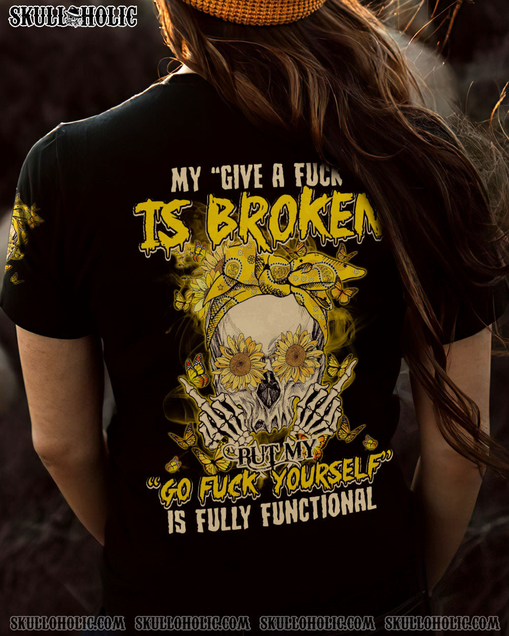 MY GIVE A F SUNFLOWER SKULL ALL OVER PRINT – TLTY1412221