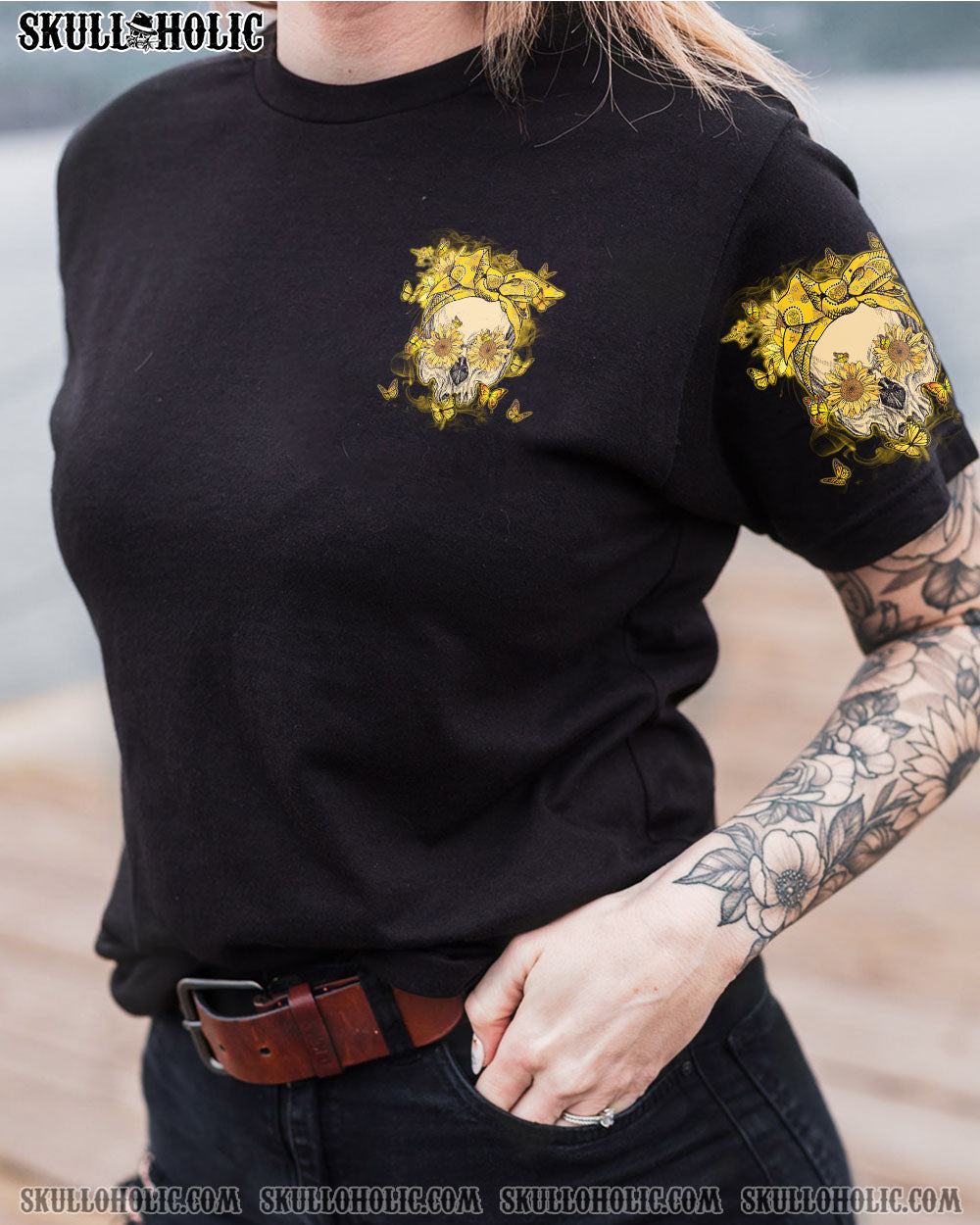 MY GIVE A F SUNFLOWER SKULL ALL OVER PRINT – TLTY1412221