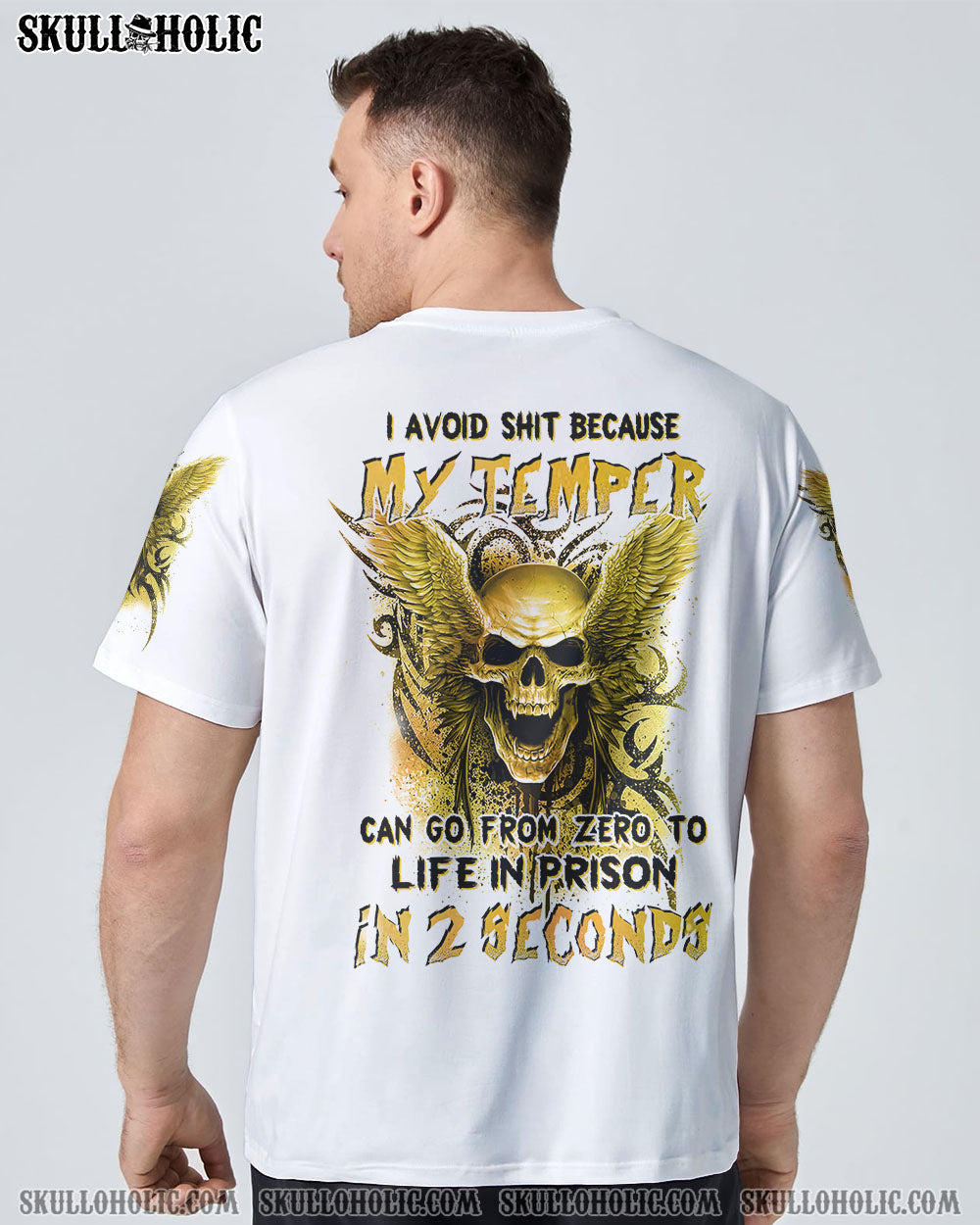 MY TEMPER CAN GO FROM ZERO SKULL ALL OVER PRINT – YHHN0102232