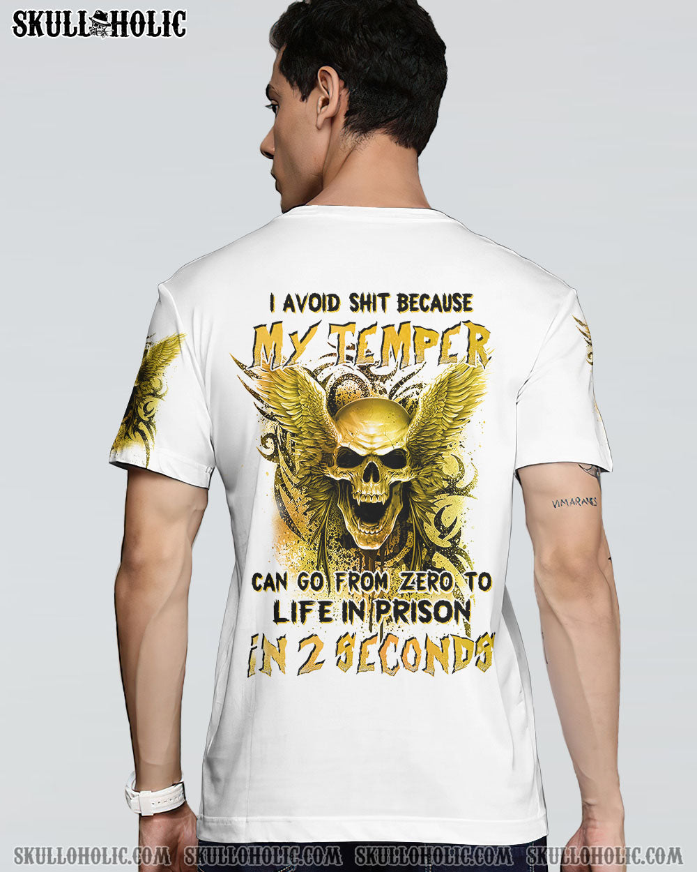 MY TEMPER CAN GO FROM ZERO SKULL ALL OVER PRINT – YHHN0102232