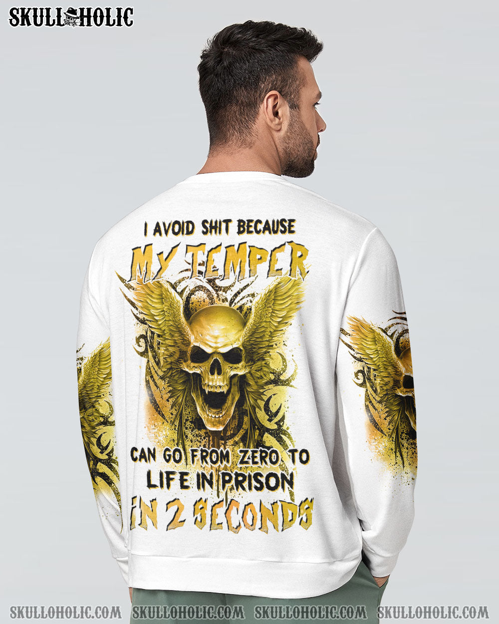 MY TEMPER CAN GO FROM ZERO SKULL ALL OVER PRINT – YHHN0102232