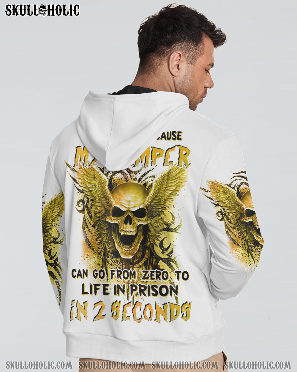 MY TEMPER CAN GO FROM ZERO SKULL ALL OVER PRINT – YHHN0102232