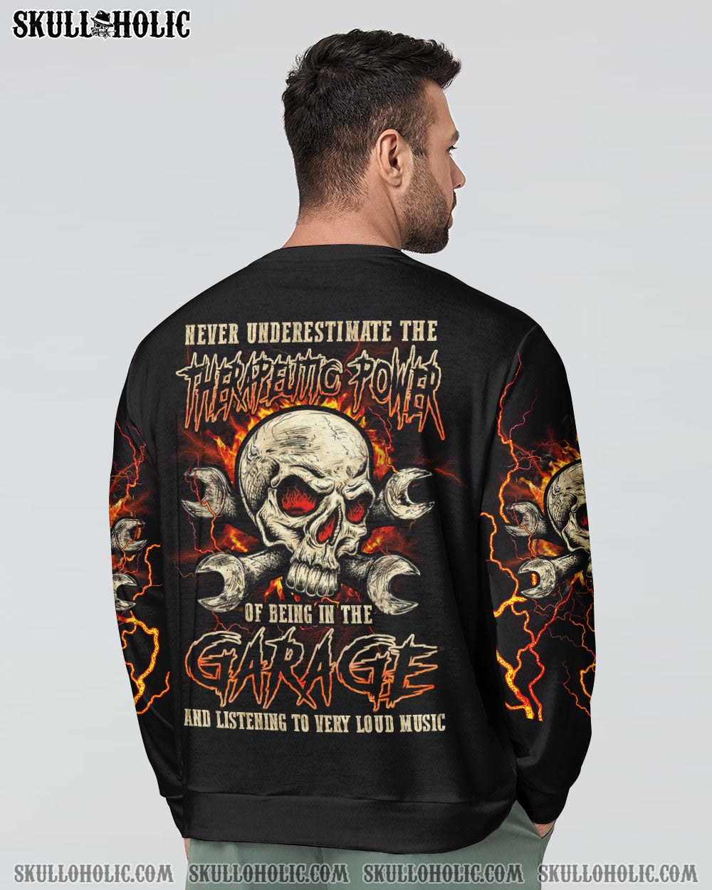 NEVER UNDERESTIMATE MECHANIC GARAGE SKULL ALL OVER PRINT – YHLN1002233