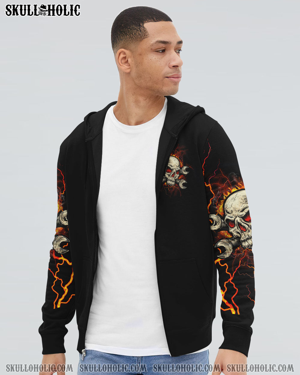 NEVER UNDERESTIMATE MECHANIC GARAGE SKULL ALL OVER PRINT – YHLN1002233