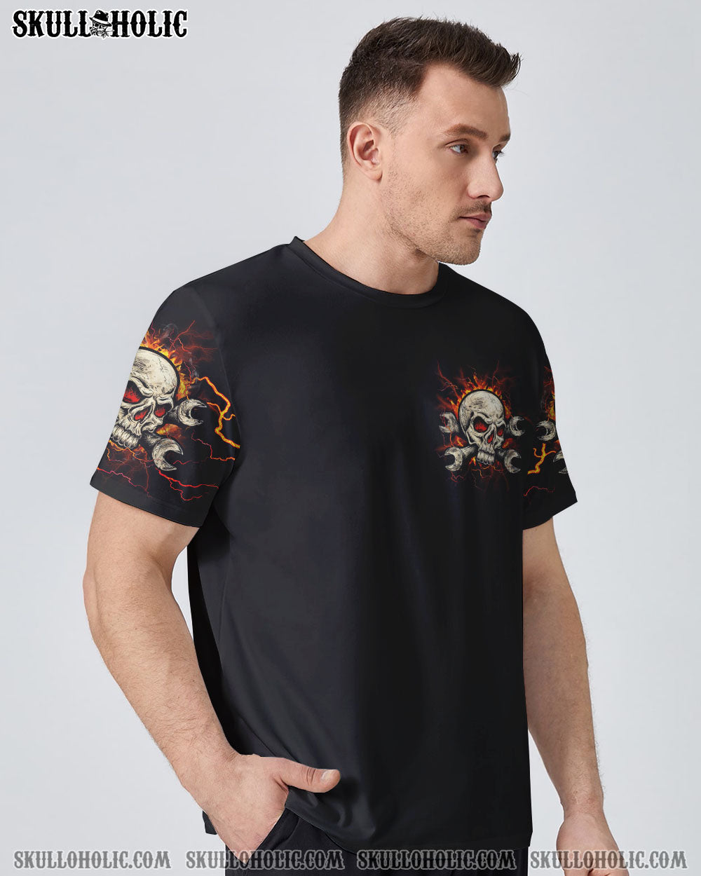 NEVER UNDERESTIMATE MECHANIC GARAGE SKULL ALL OVER PRINT – YHLN1002233