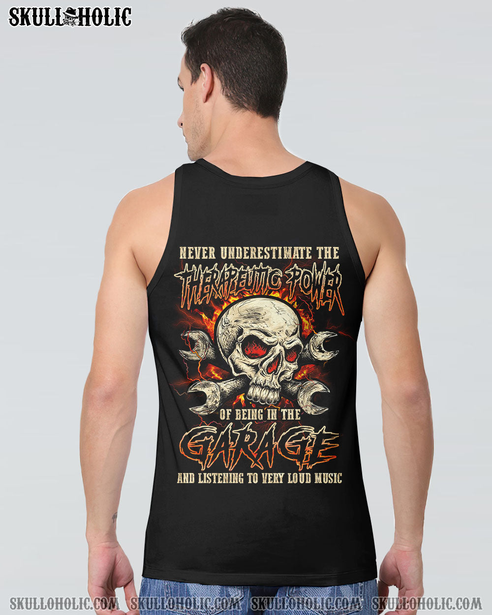 NEVER UNDERESTIMATE MECHANIC GARAGE SKULL ALL OVER PRINT – YHLN1002233