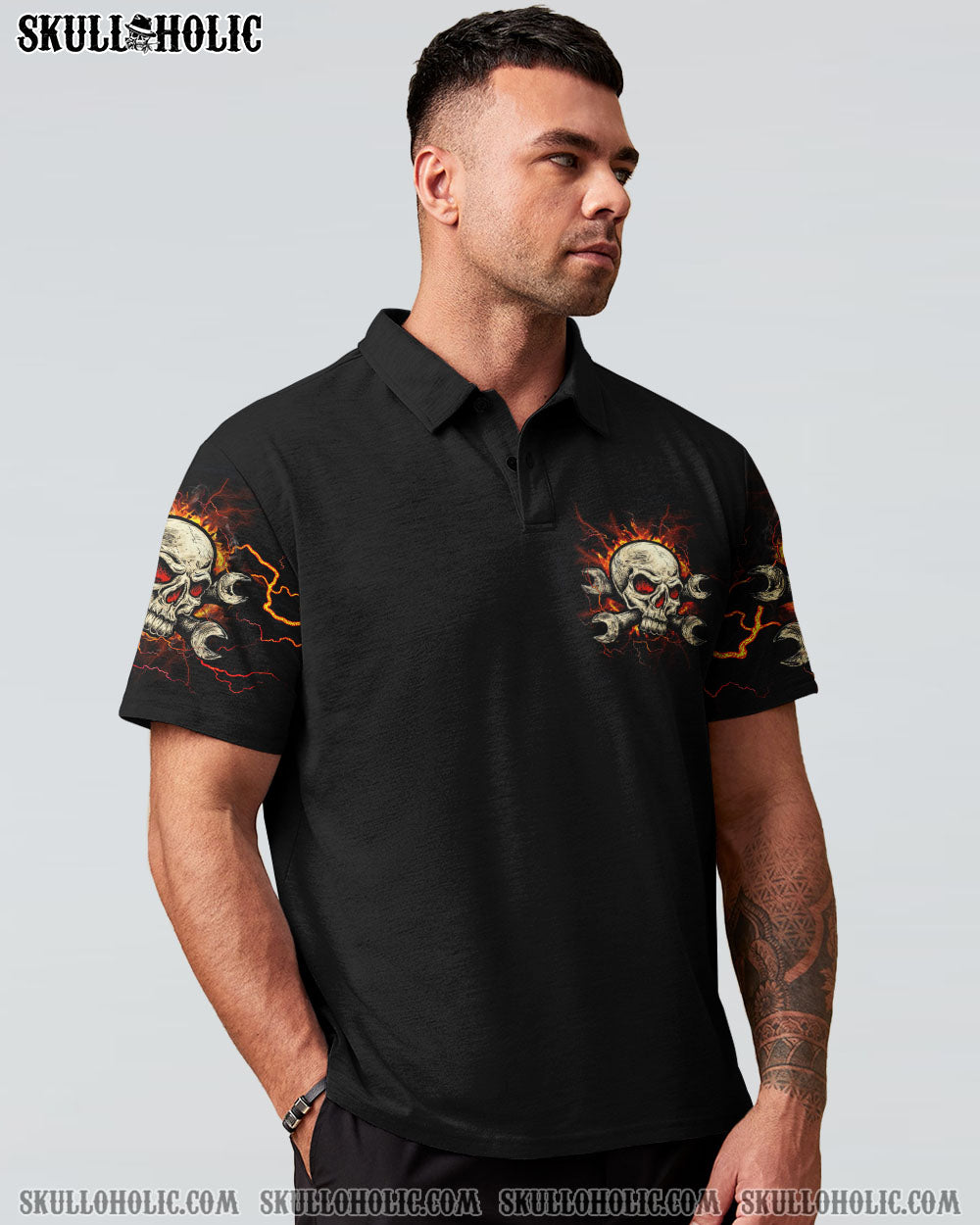NEVER UNDERESTIMATE MECHANIC GARAGE SKULL ALL OVER PRINT – YHLN1002233