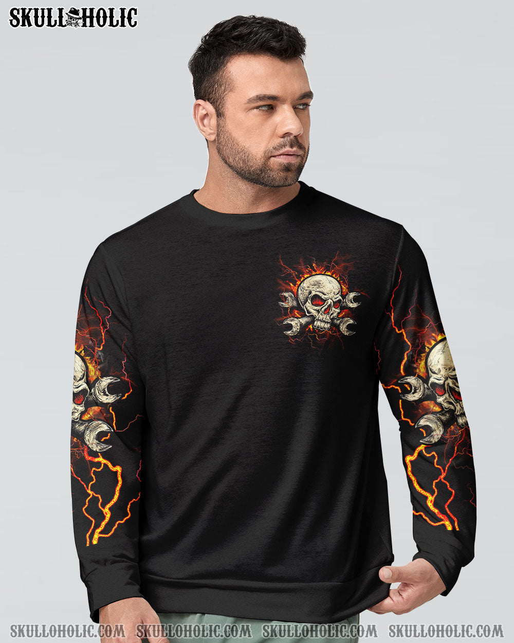 NEVER UNDERESTIMATE MECHANIC GARAGE SKULL ALL OVER PRINT – YHLN1002233
