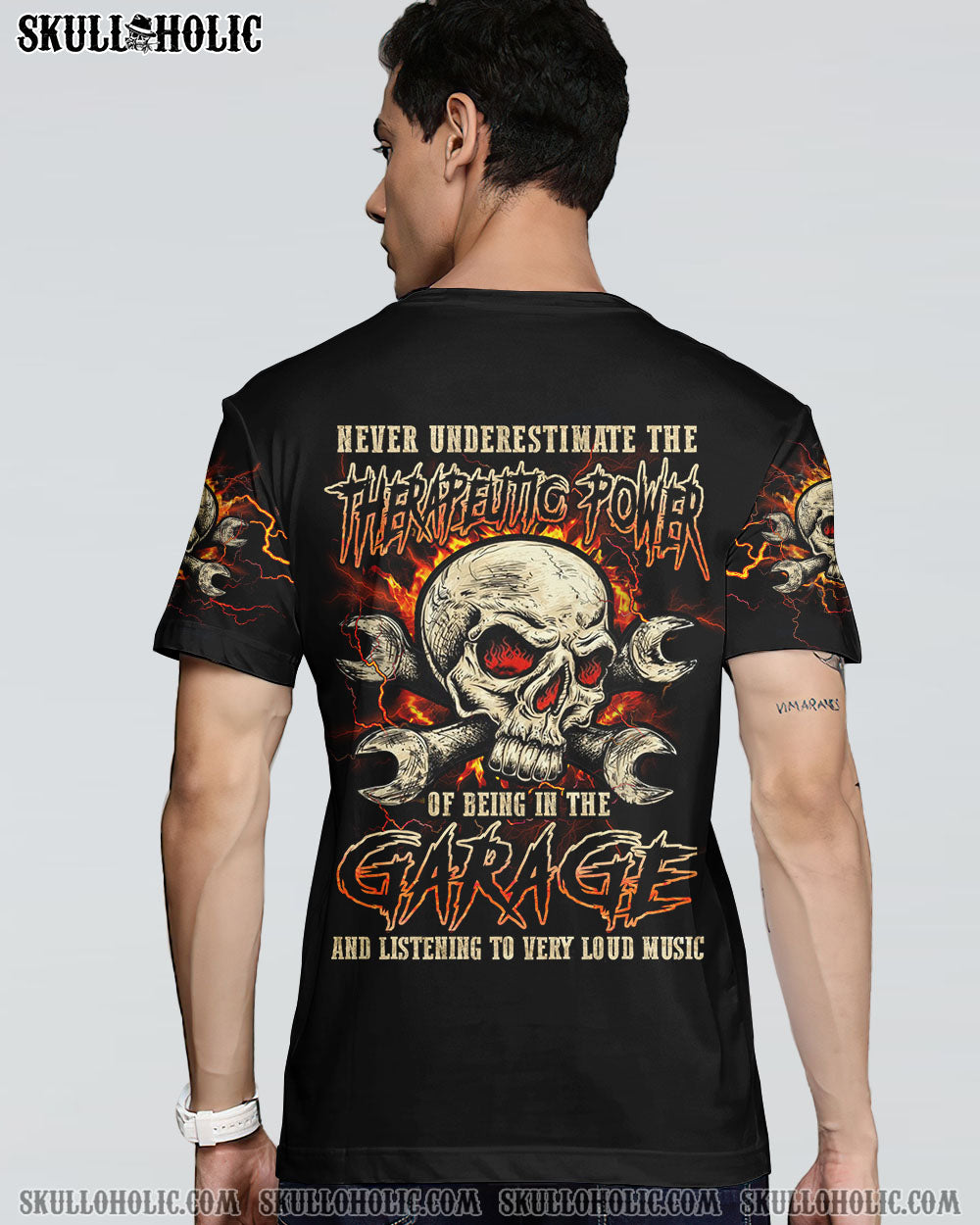 NEVER UNDERESTIMATE MECHANIC GARAGE SKULL ALL OVER PRINT – YHLN1002233