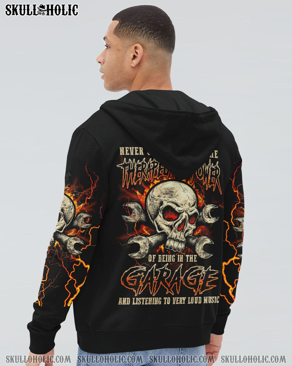 NEVER UNDERESTIMATE MECHANIC GARAGE SKULL ALL OVER PRINT – YHLN1002233