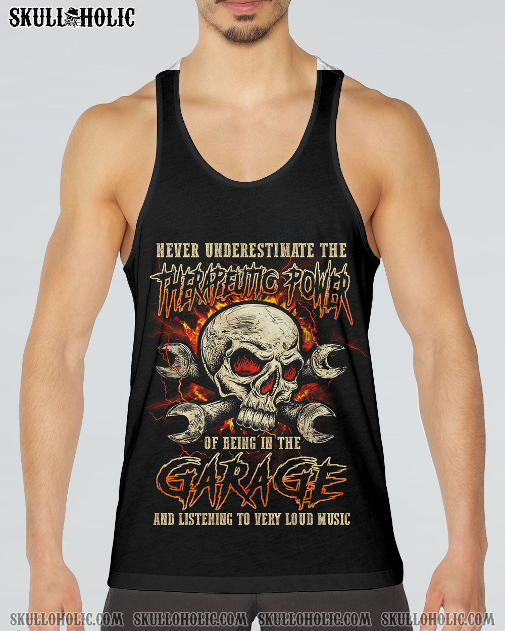 NEVER UNDERESTIMATE MECHANIC GARAGE SKULL ALL OVER PRINT – YHLN1002233