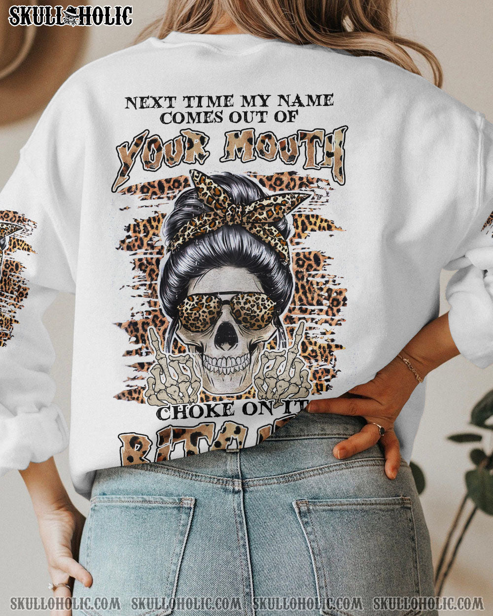 NEXT TIME MY NAME COMES OUT LEOPARD MESSY BUN ALL OVER PRINT – TLNZ0202232