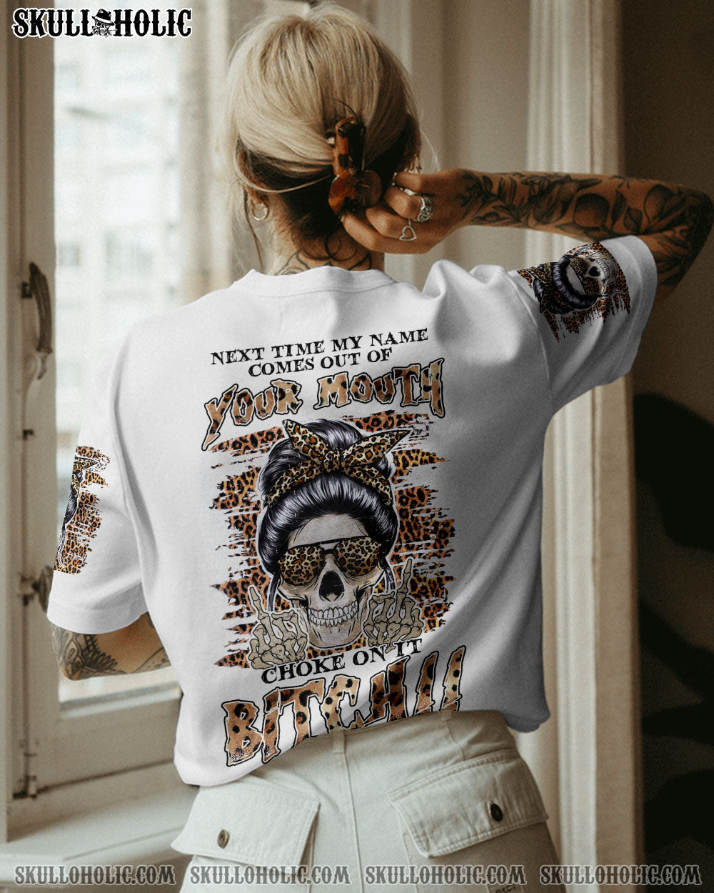 NEXT TIME MY NAME COMES OUT LEOPARD MESSY BUN ALL OVER PRINT – TLNZ0202232
