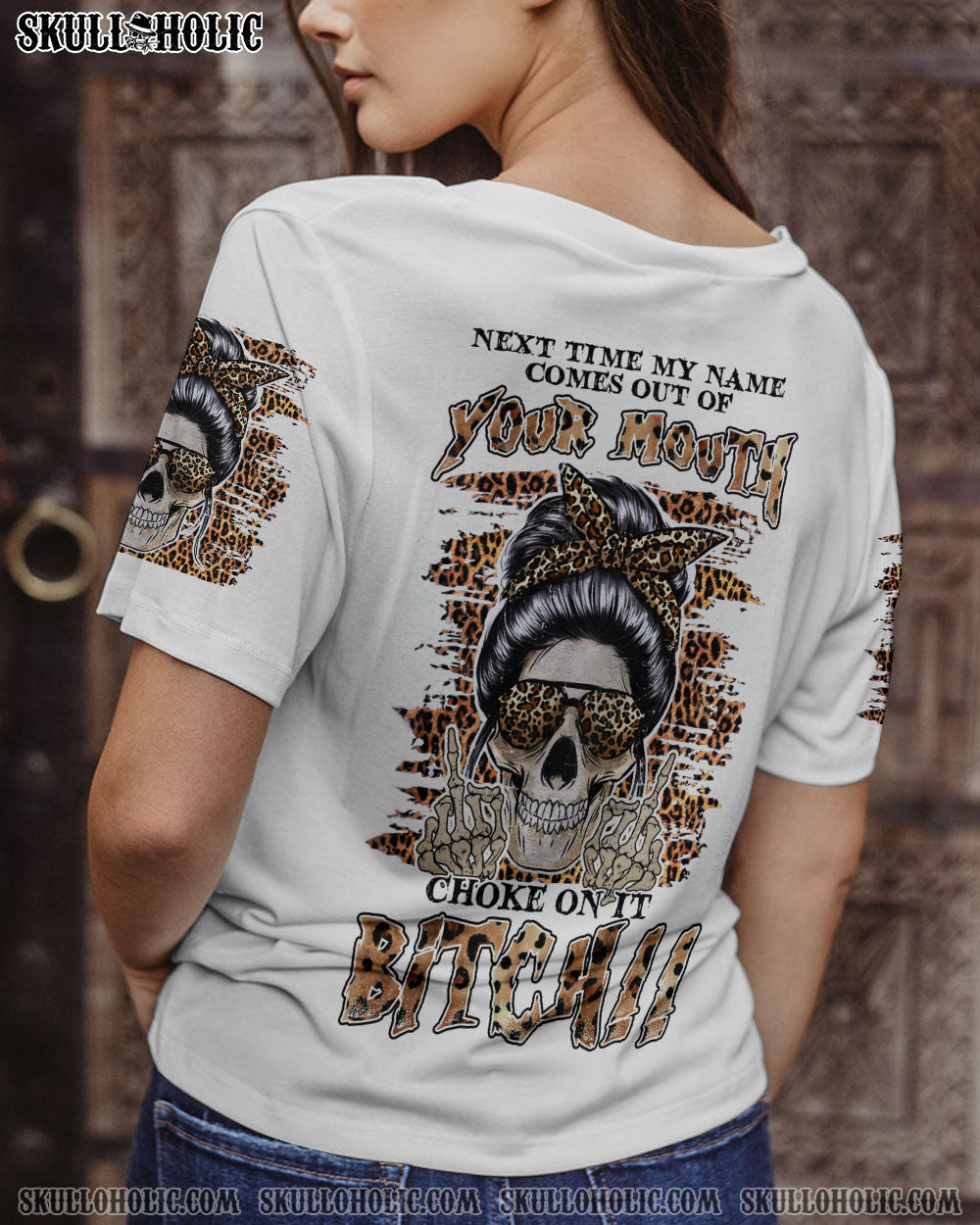NEXT TIME MY NAME COMES OUT LEOPARD MESSY BUN ALL OVER PRINT – TLNZ0202232