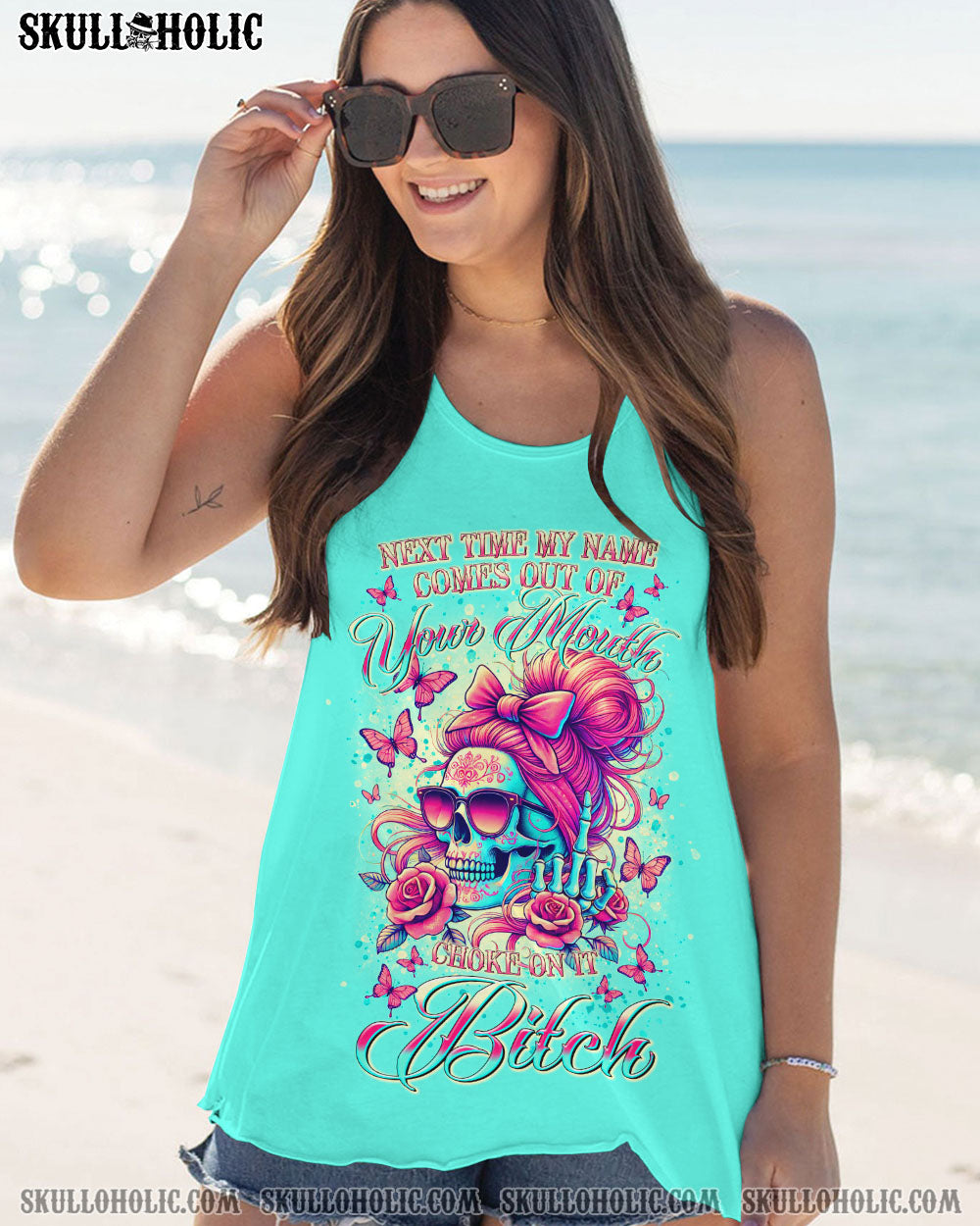 NEXT TIME MY NAMES COMES OUT MESSY BUN SKULL ALL OVER PRINT – TLTR1807241