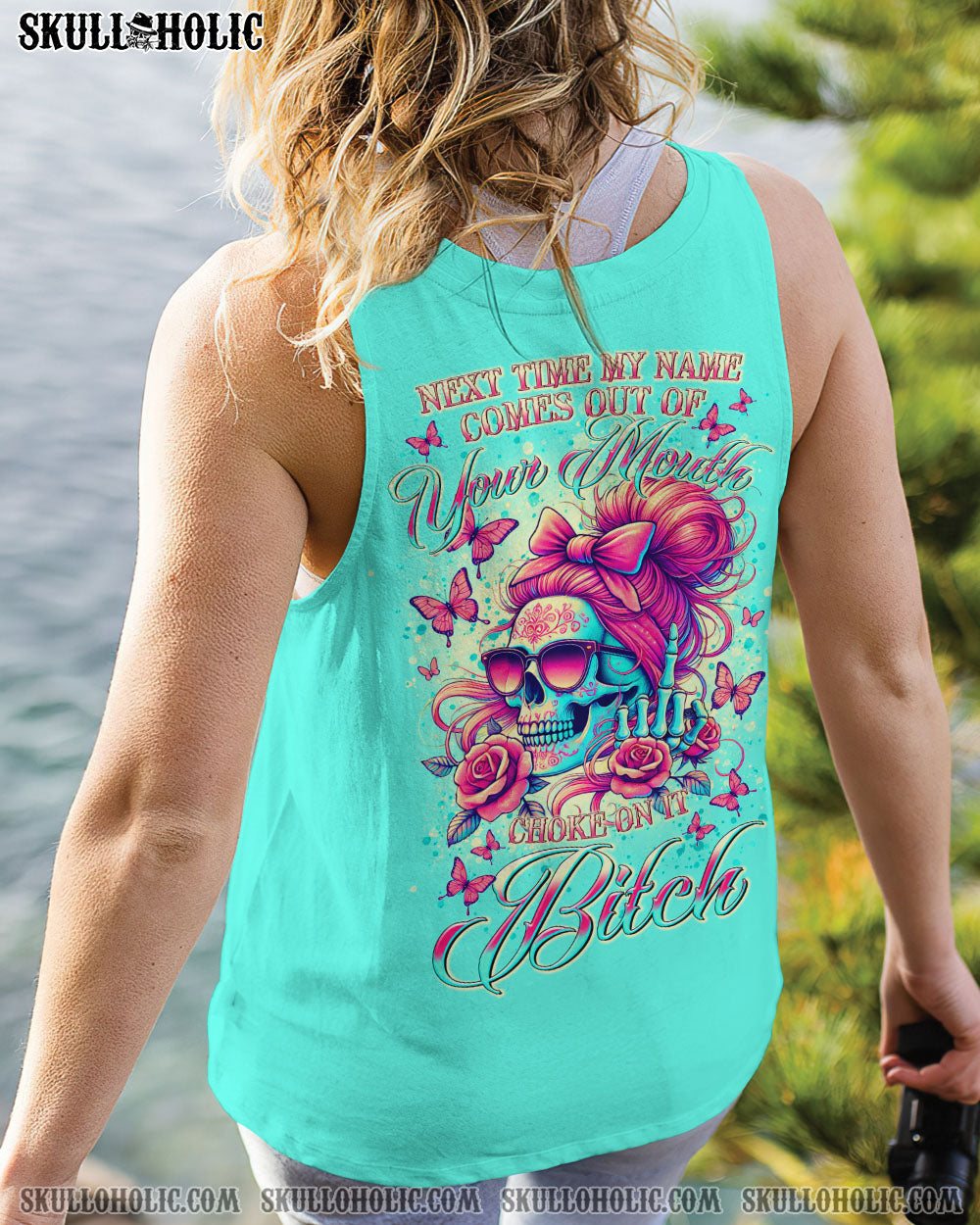 NEXT TIME MY NAMES COMES OUT MESSY BUN SKULL ALL OVER PRINT – TLTR1807241