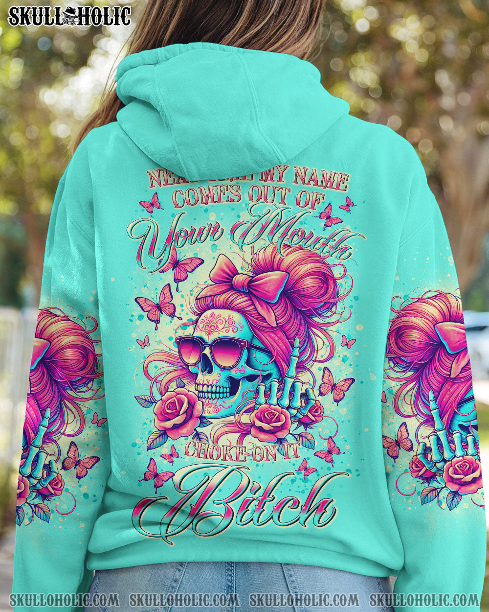 NEXT TIME MY NAMES COMES OUT MESSY BUN SKULL ALL OVER PRINT – TLTR1807241