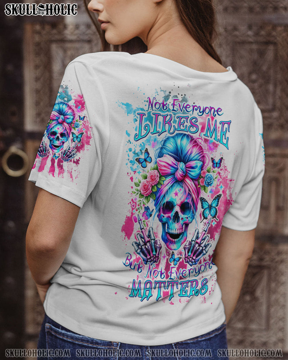 NOT EVERYONE LIKES ME SKULL MESSY BUN ALL OVER PRINT – TLTW1304241