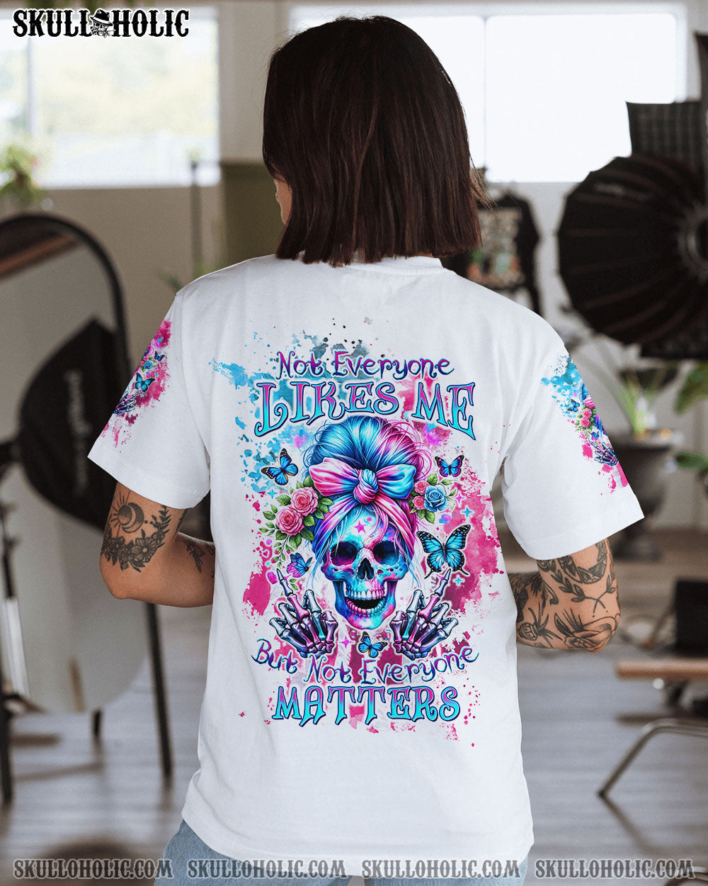 NOT EVERYONE LIKES ME SKULL MESSY BUN ALL OVER PRINT – TLTW1304241