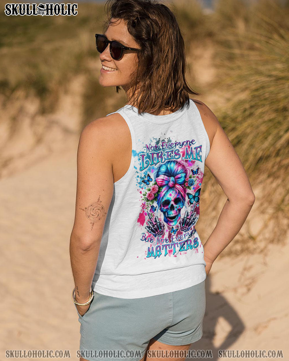 NOT EVERYONE LIKES ME SKULL MESSY BUN ALL OVER PRINT – TLTW1304241