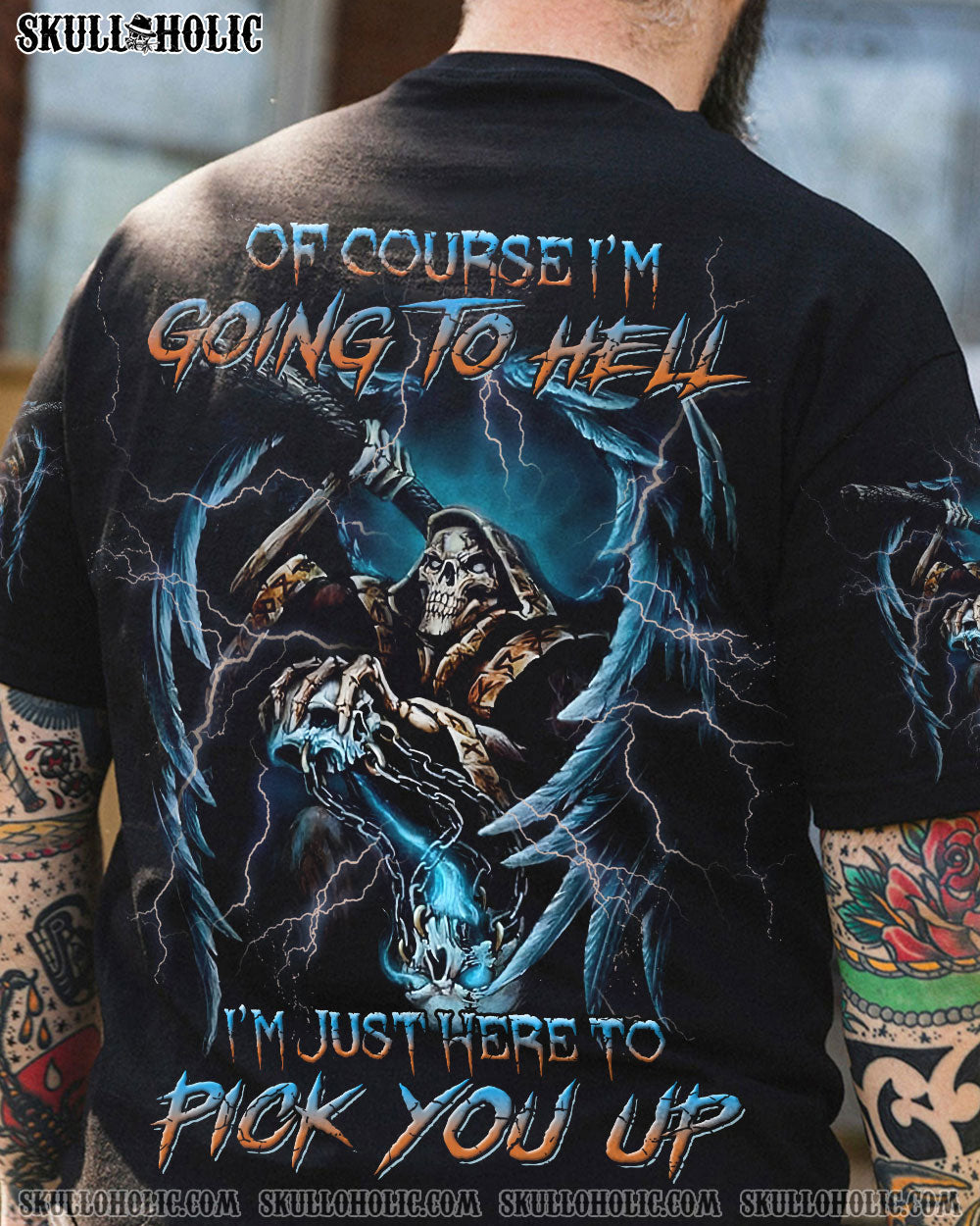 OF COURSE I'M GOING TO HELL SKULL ALL OVER PRINT - YHNT0704232