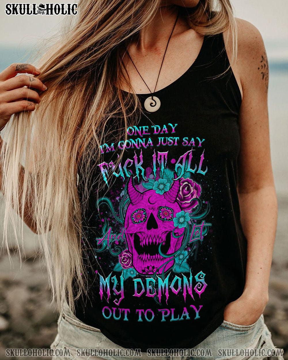 ONE DAY I’M GONNA JUST SAY FCK IT ALL SKULL ALL OVER PRINT – YHDU0704233